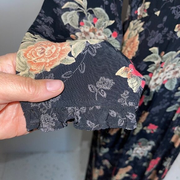 Kamellia By Desire Womens Dress Black Size Small Vintage Floral Tie Back Maxi - Picture 11 of 16